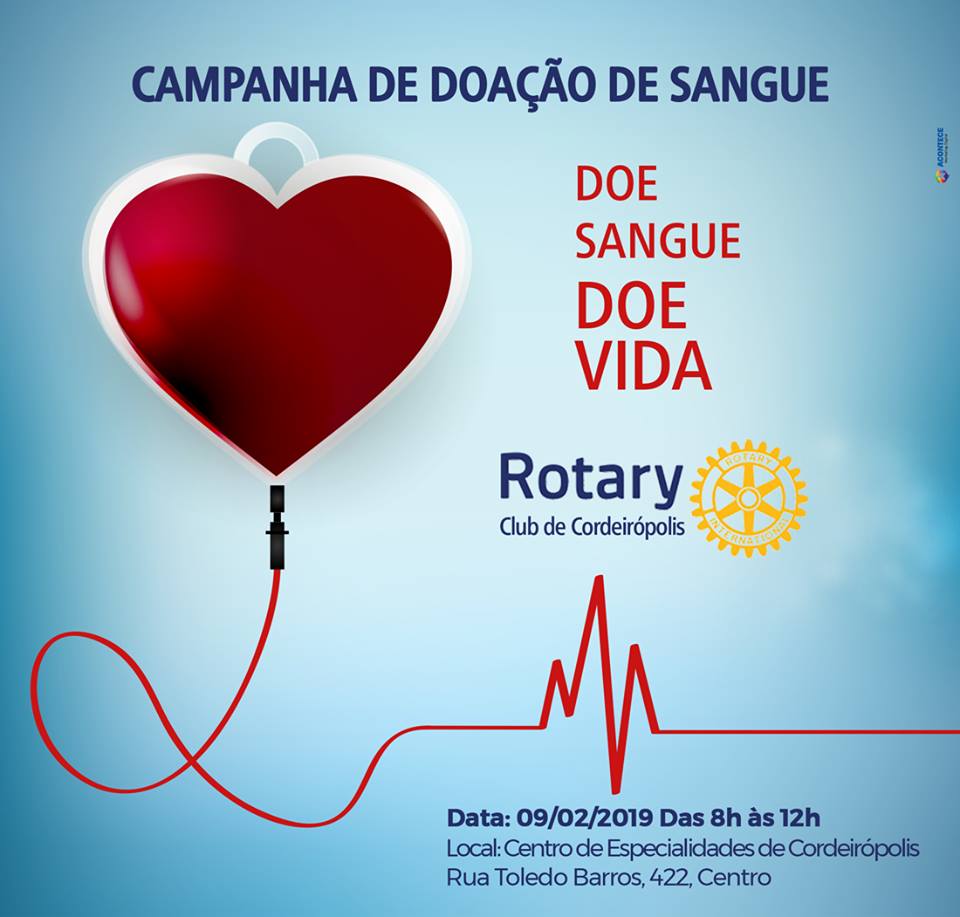 Rotary promove campanha de doação de sangue dia 09