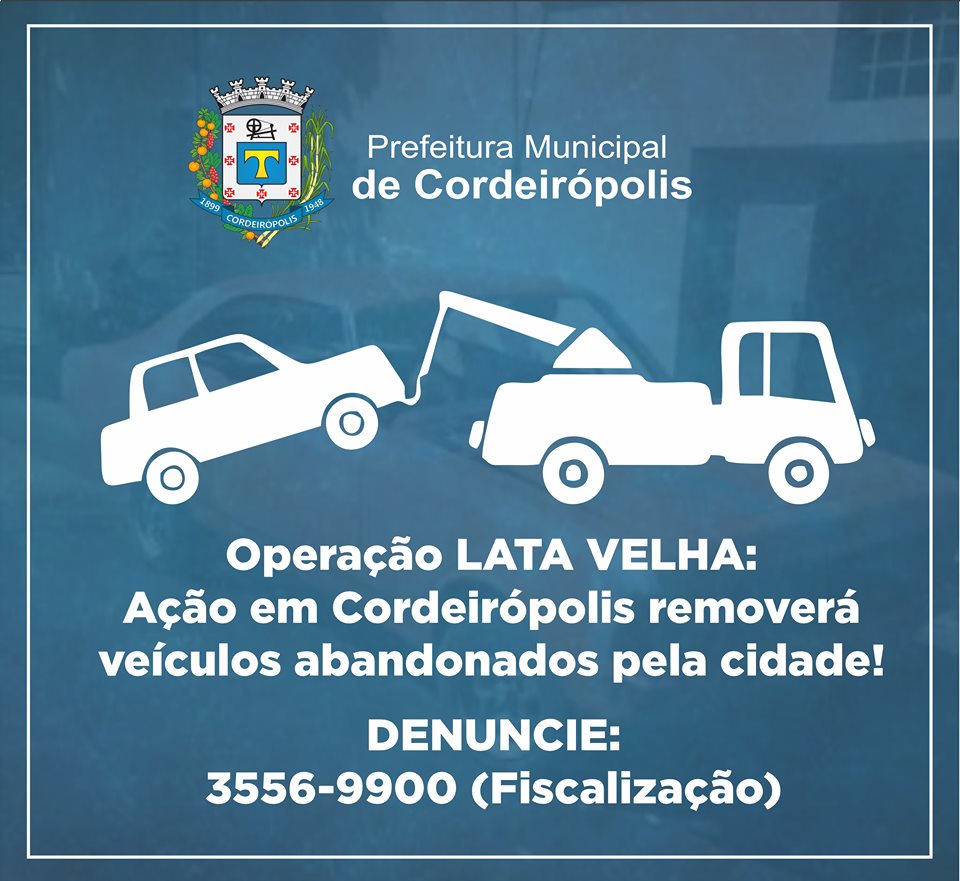 Operação Lata Velha removerá carros abandonados na cidade