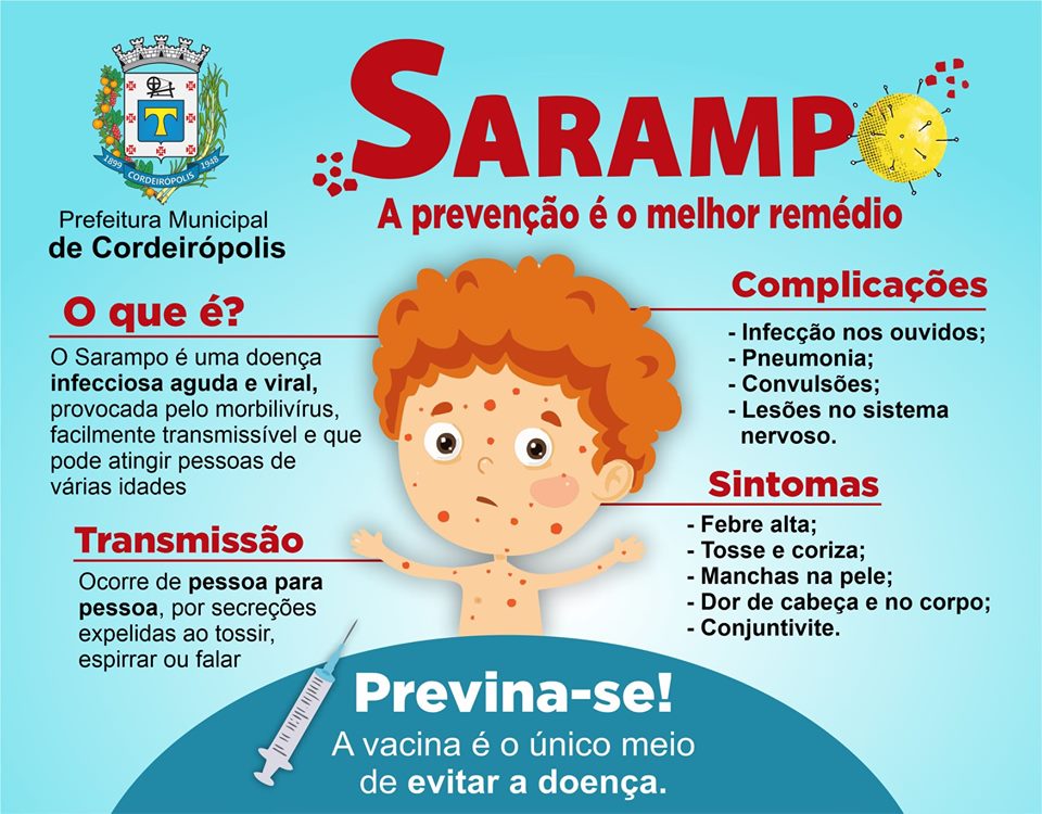 Sábado ,19, é dia de vacinar contra o Sarampo