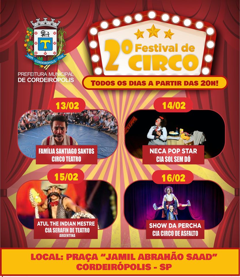 Fevereiro tem o 2º Festival de Circo em Cordeirópolis