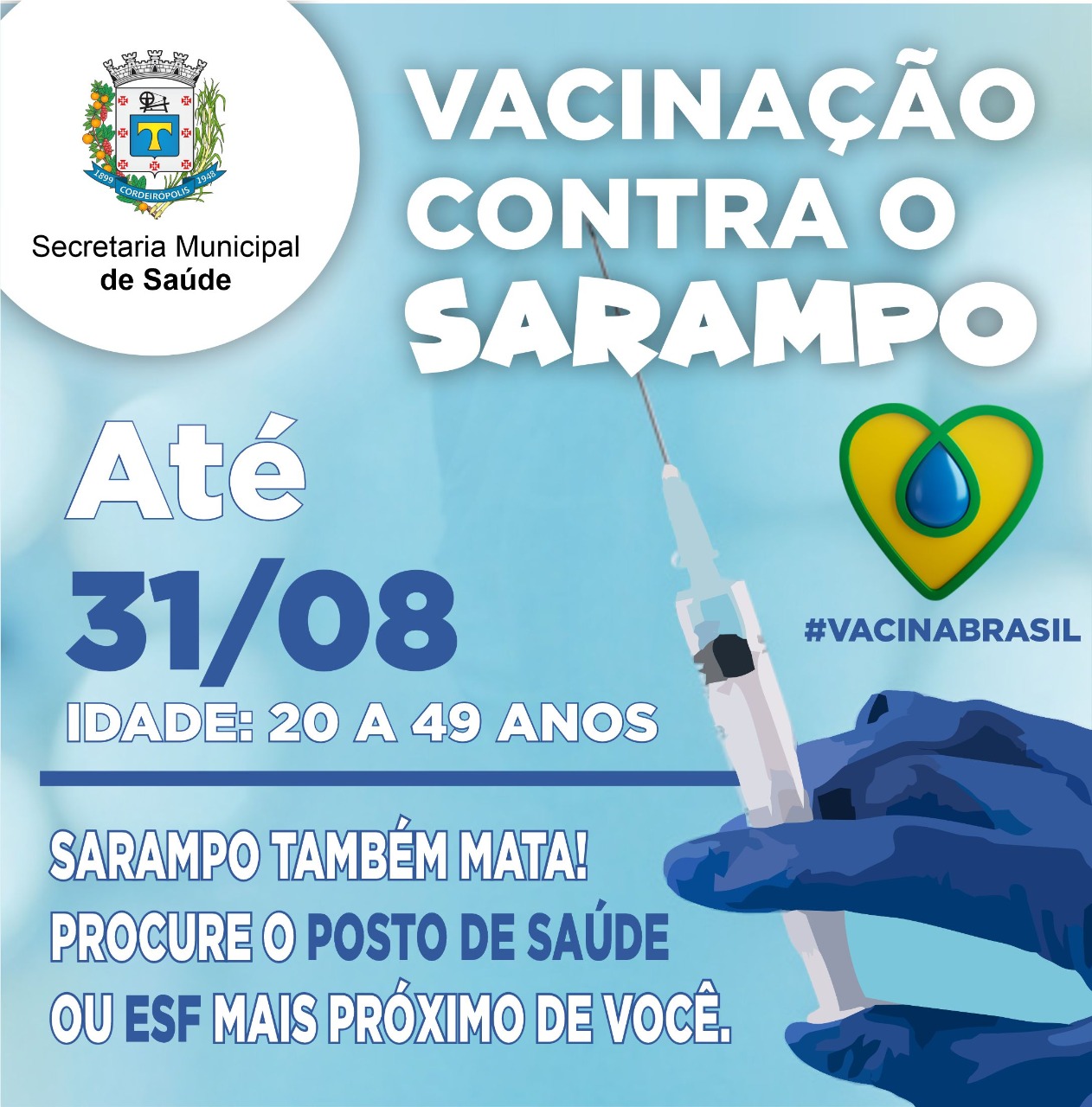 Dia 31 encerra a vacinação contra o sarampo