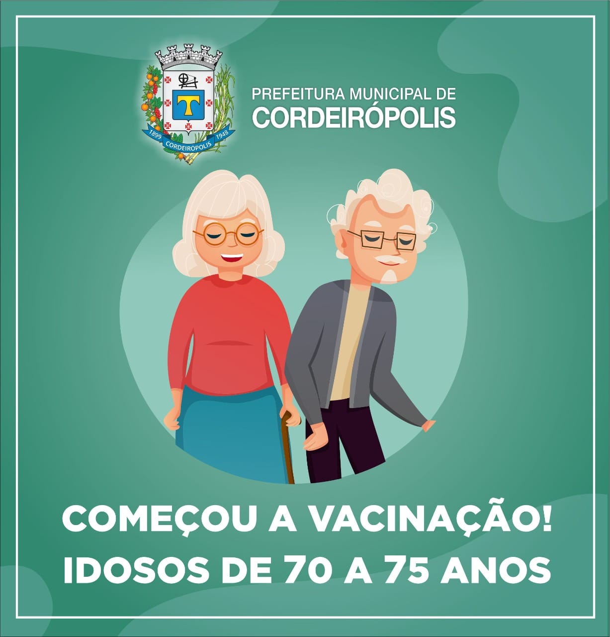 Cordeirópolis vacina mais de mil idosos contra Covid-19